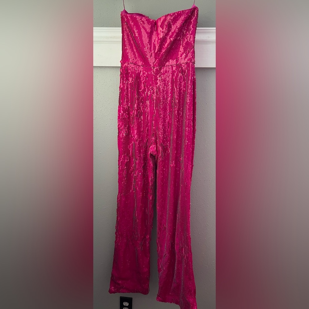Dress The Population Andy Sequin Jumpsuit in Size Small in Hot Pink New - Picture 6 of 12